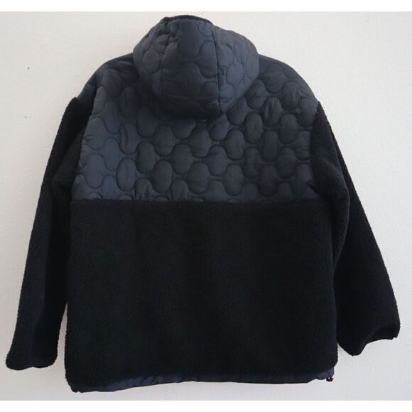 Bass Outdoor Women XS Black Mixed Media Ripstop Quilted Sherpa Hooded Jacket $10 - Picture 3 of 11